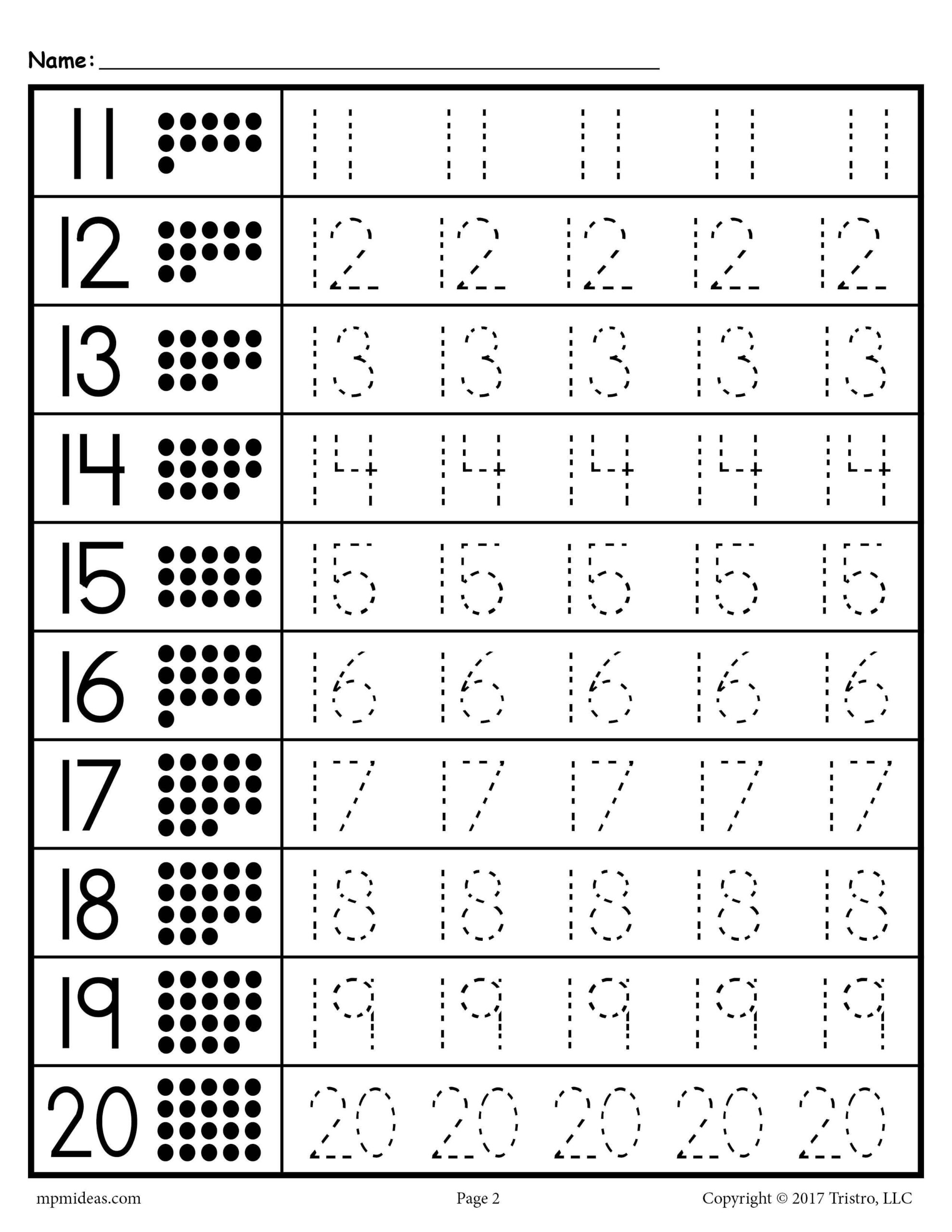 FREE Number Tracing Worksheets Numbers 1 20 FREE Number Tracing Worksheets Numbers 1 20