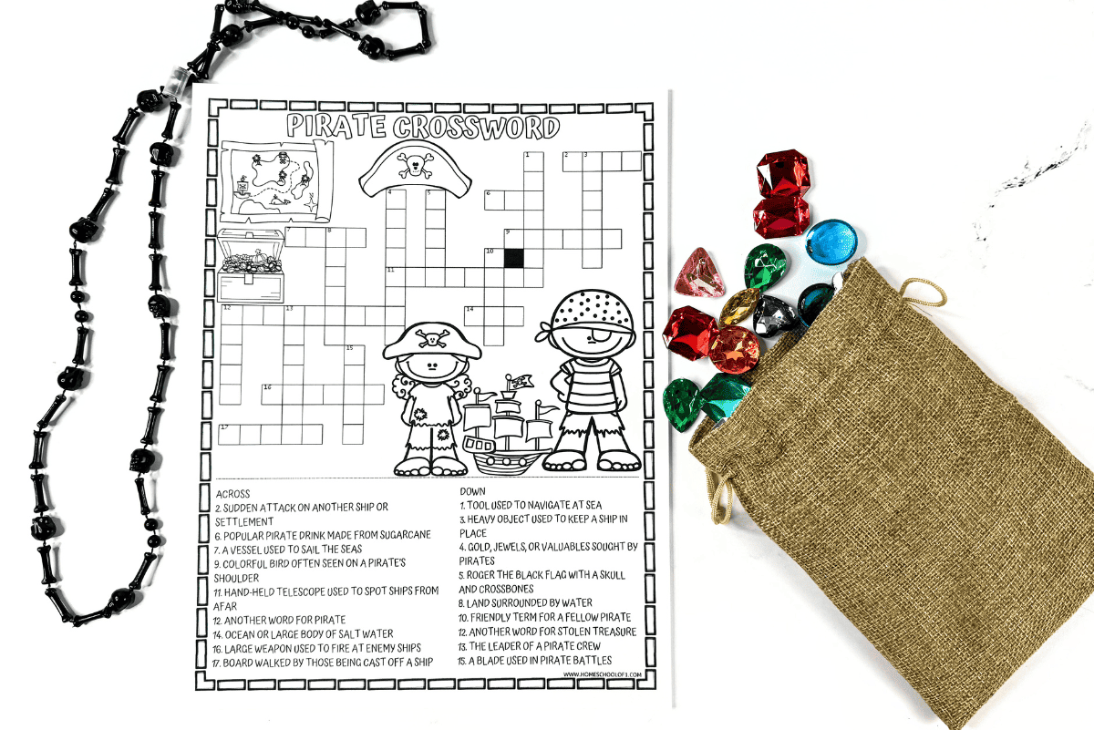 Free Pirate Crossword Puzzle For Kids