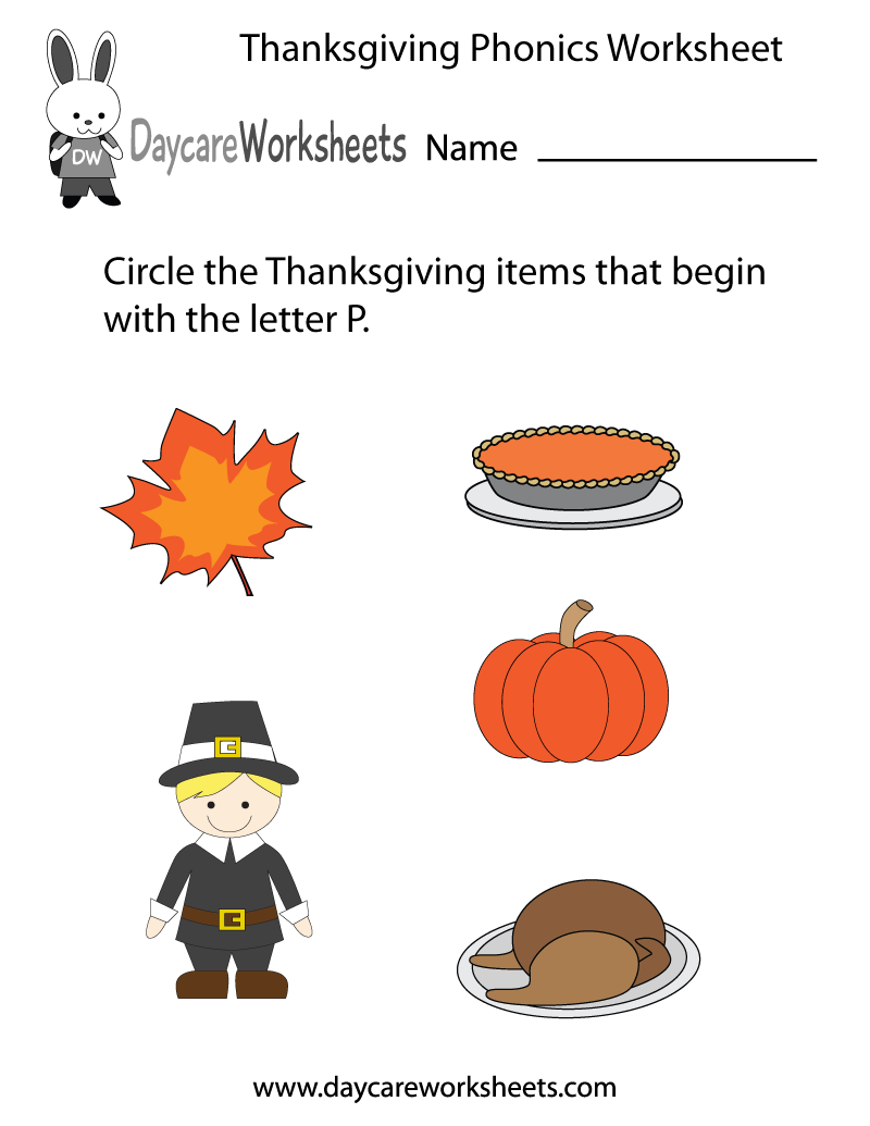 Thanksgiving Circle The Beginning Sounds Worksheet Printable Phonics Nurtured Neurons