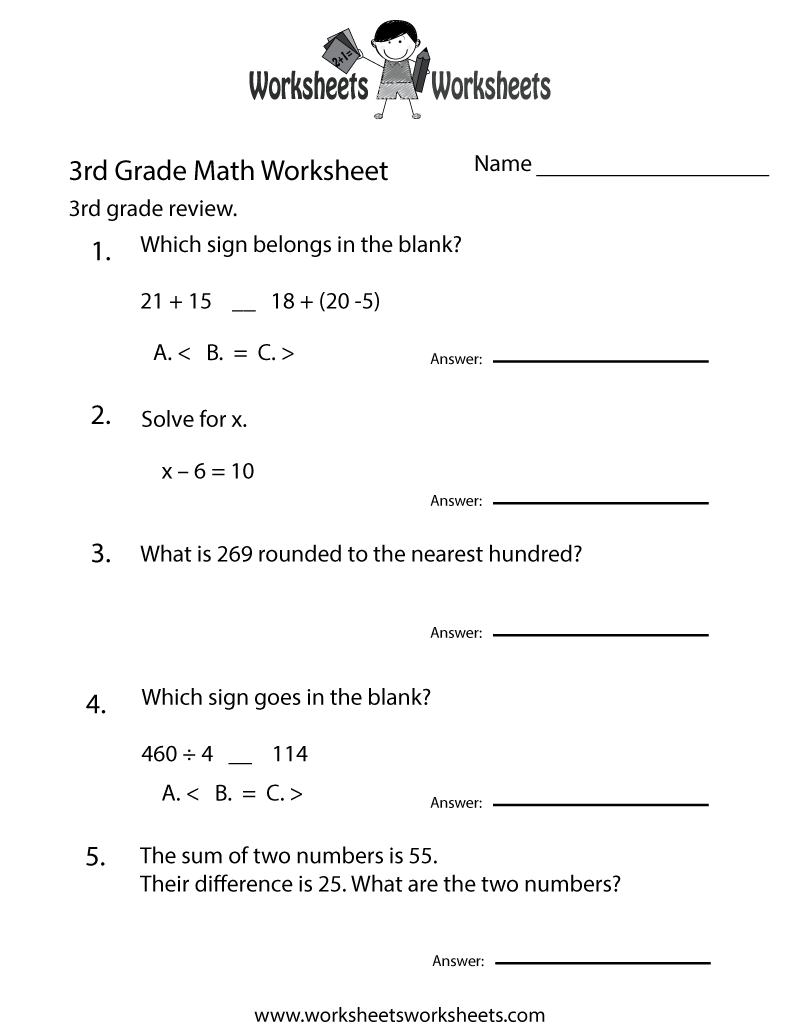 FREE Printable 3rd Grade Math Minutes Worksheets Pdf