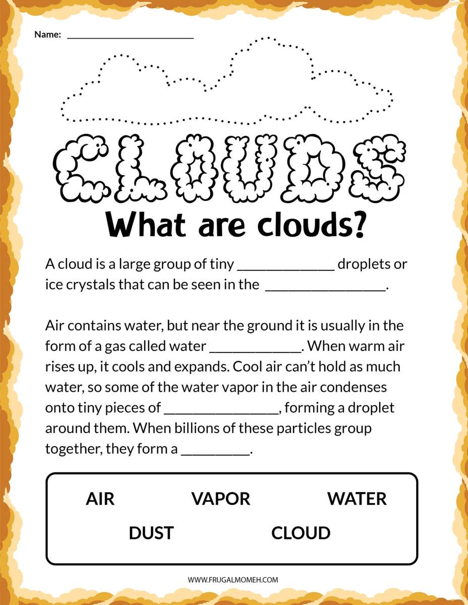 Free Printable Clouds Activity Sheets Frugal Mom Eh