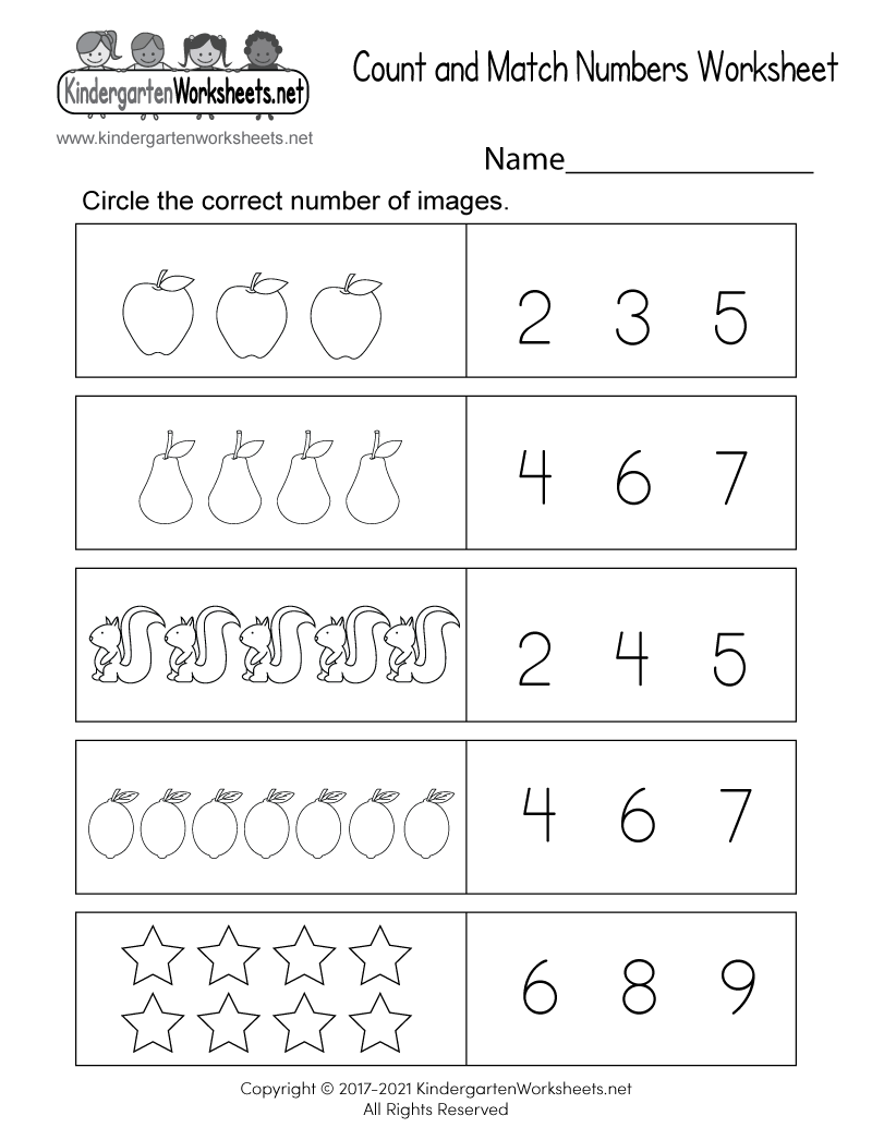 Number Matching Counting And Number Writing Worksheets