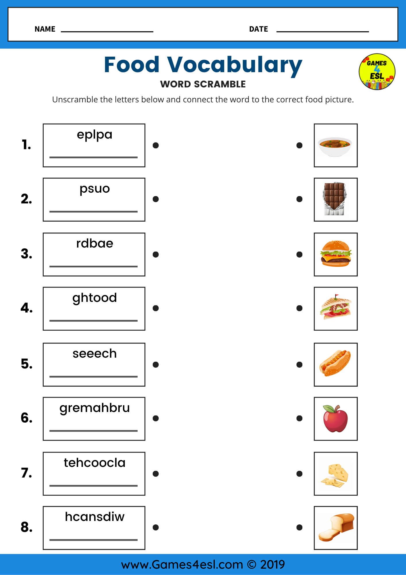 Free Printable Food Worksheets For Beginners Games4esl Free Printable Food Worksheets For Beginners Games4esl