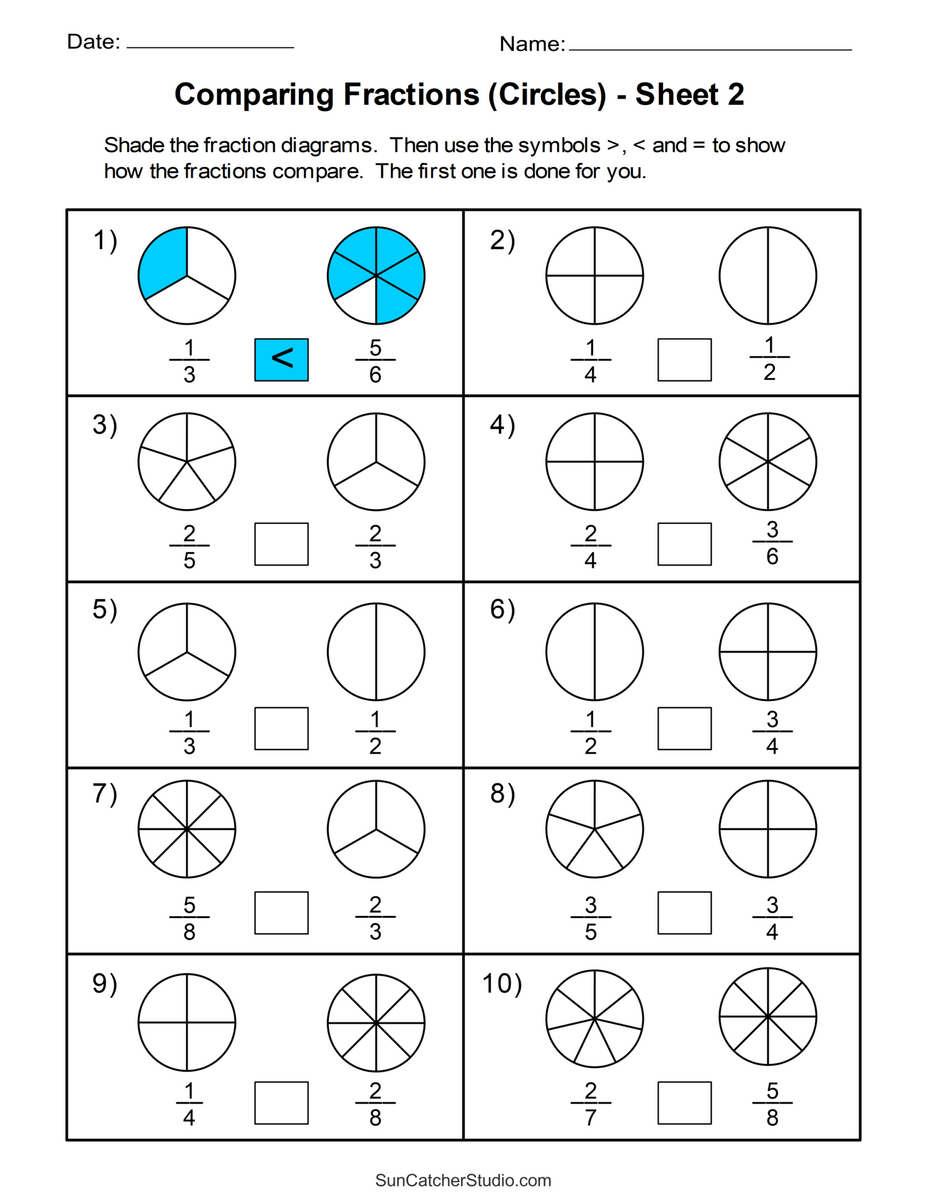 Free Printable Fractions Worksheet For Third Grade