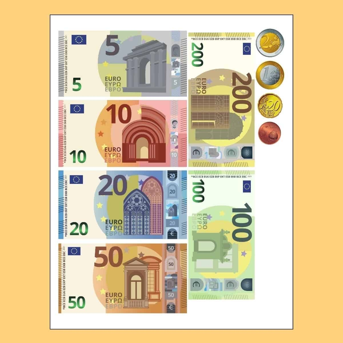 Free Printable Money Euros For Classroom And Play