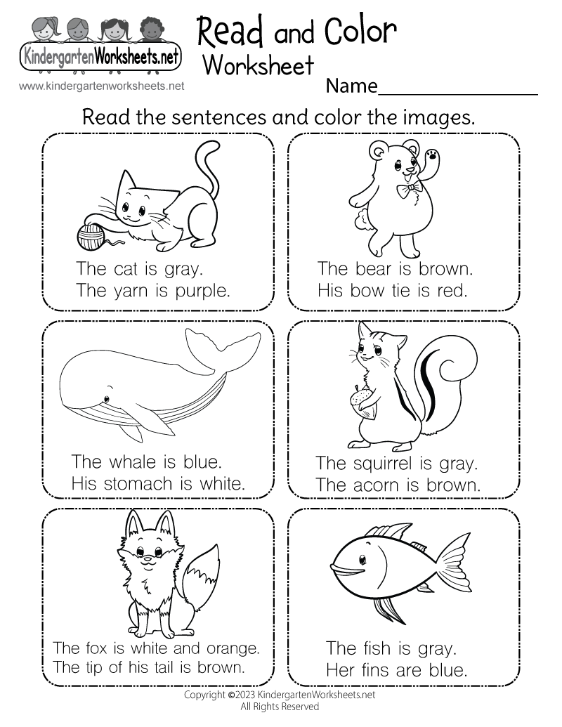 Free Printable Read And Color Worksheet Free Printable Read And Color Worksheet