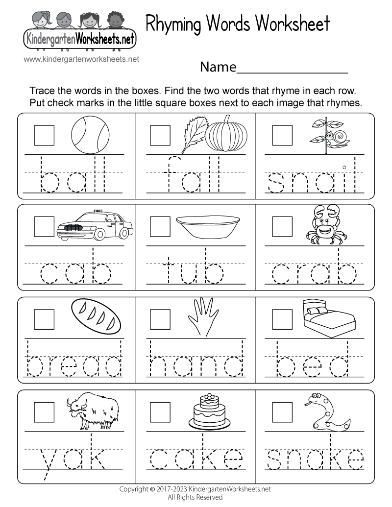 Free Printable Rhyming Words Worksheet Free Preschool Picture Rhyming Worksheet
