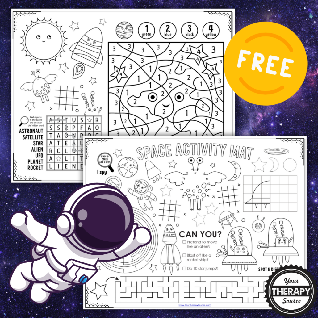 Free Printable Space Activities Your Therapy Source 5 Page Preschool Space Activity Worksheets Fun Educational Printable For Kids Space Themed Learning Pack Etsy