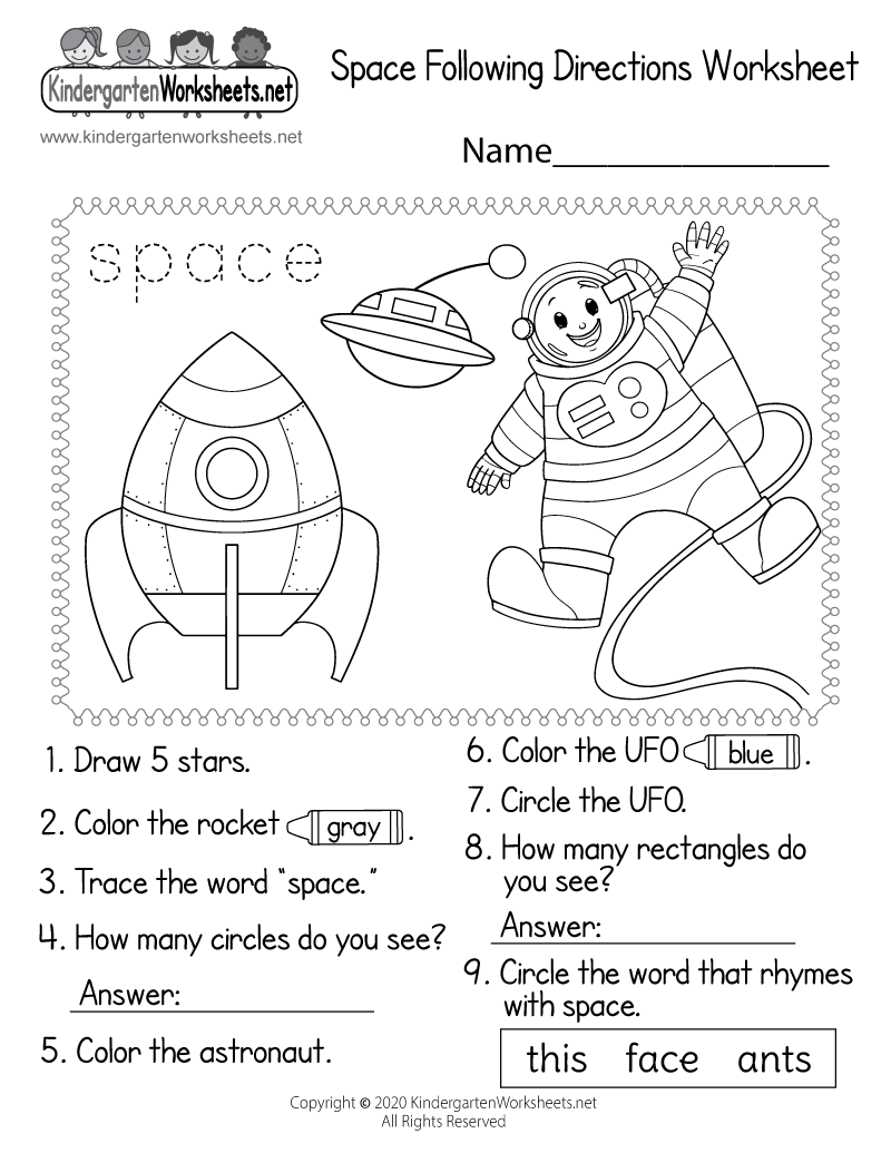 Free Printable Space Following Directions Worksheet Free Printable Spring Following Directions Worksheet