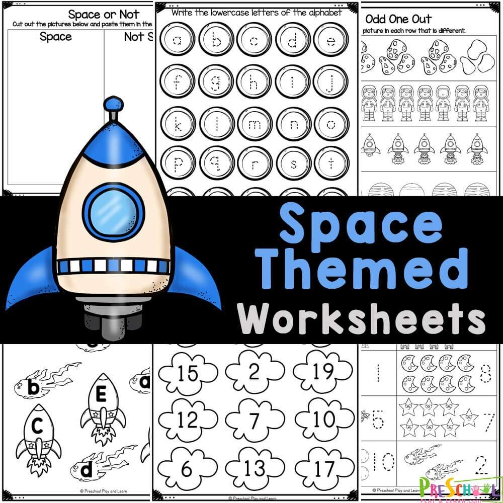 FREE Printable Outer Space Color By Number Preschool Worksheet