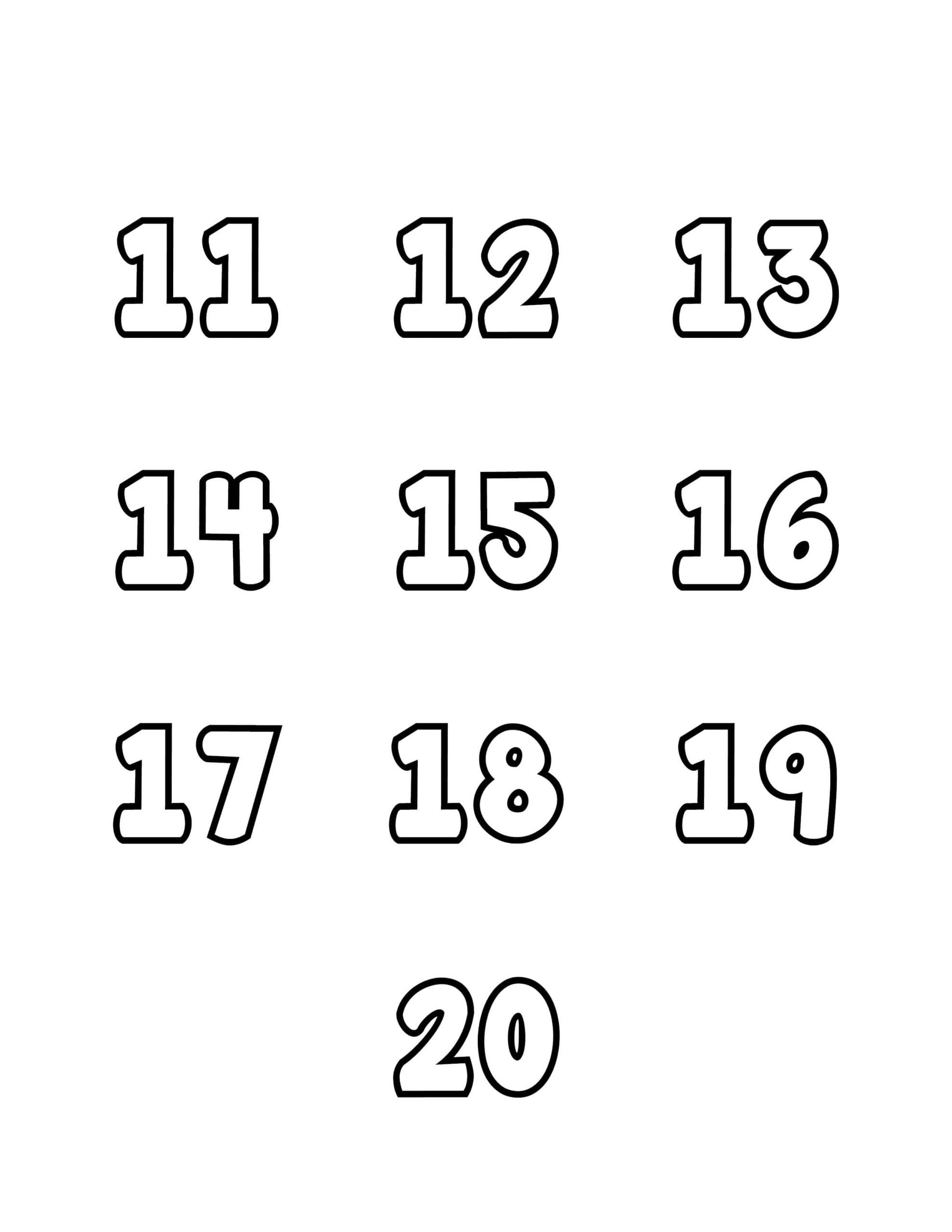 Free Printable Tracing Numbers Bubble Numbers Set 11 To 20 Tracing Numbers Free Printable Practice PDF Worksheets Free Printables Lettering SVG Files Tools Apps