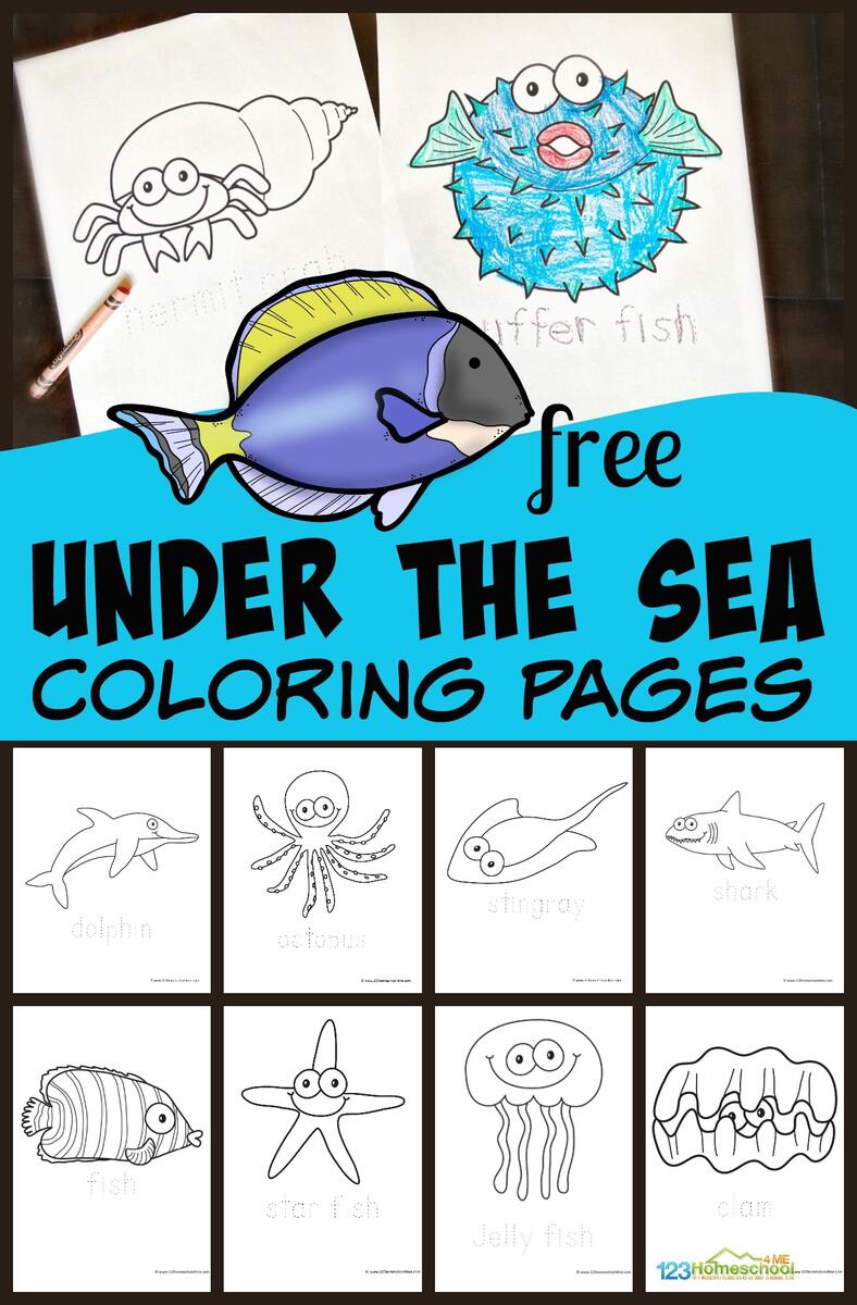 FREE Printable Under The Sea Fish Ocean Animals Coloring Pages