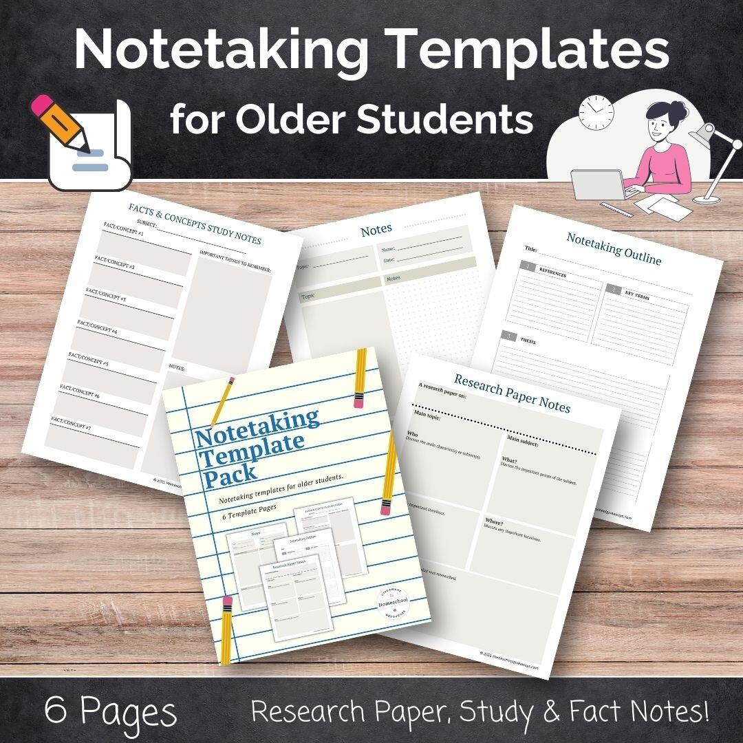 Free Study Guide And Note Taking Templates For Older Students