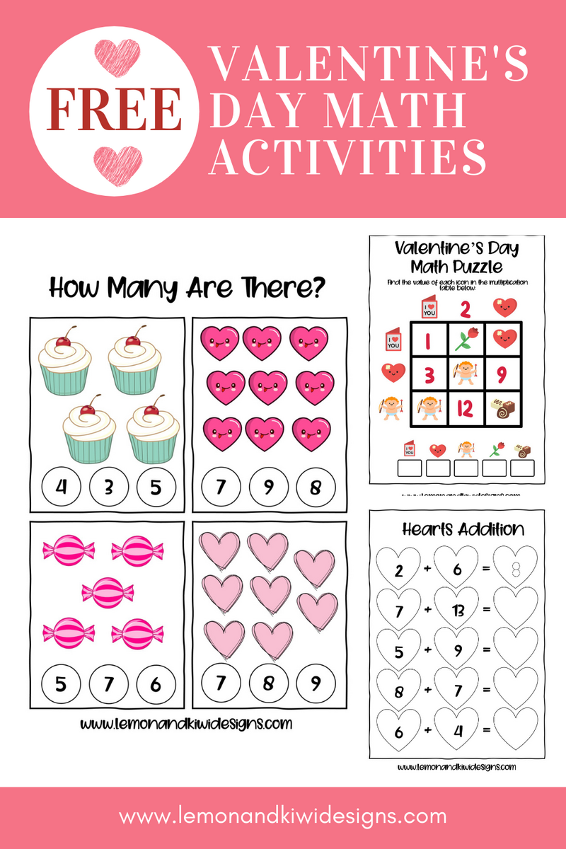 Free Valentine S Day Math Activities Printable Book Lemon And Kiwi Designs