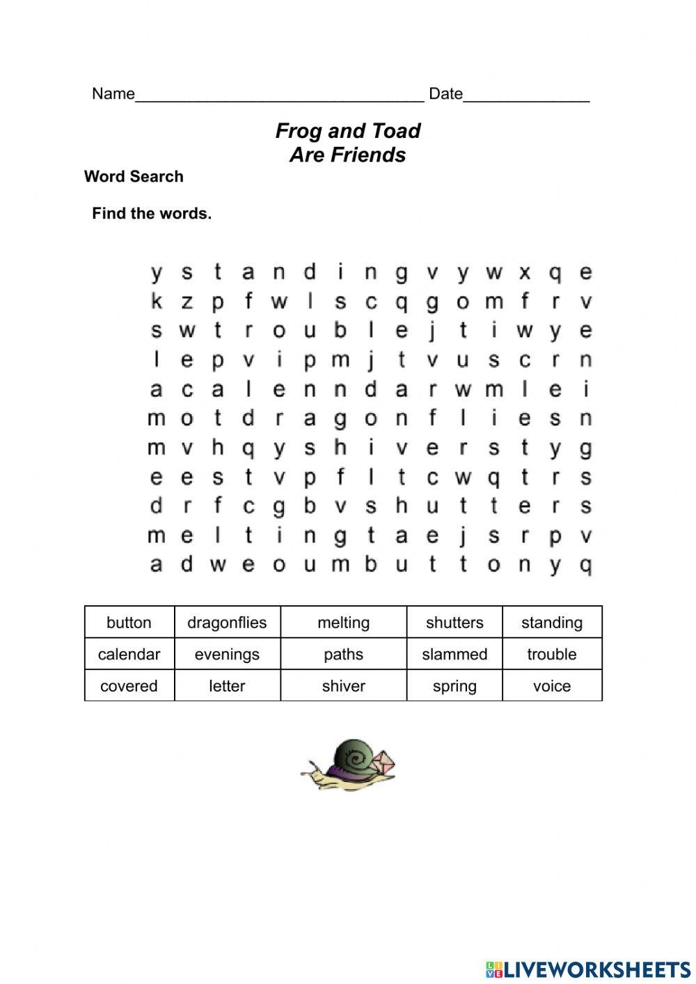 Frog And Toad Are Friends Worksheets Library