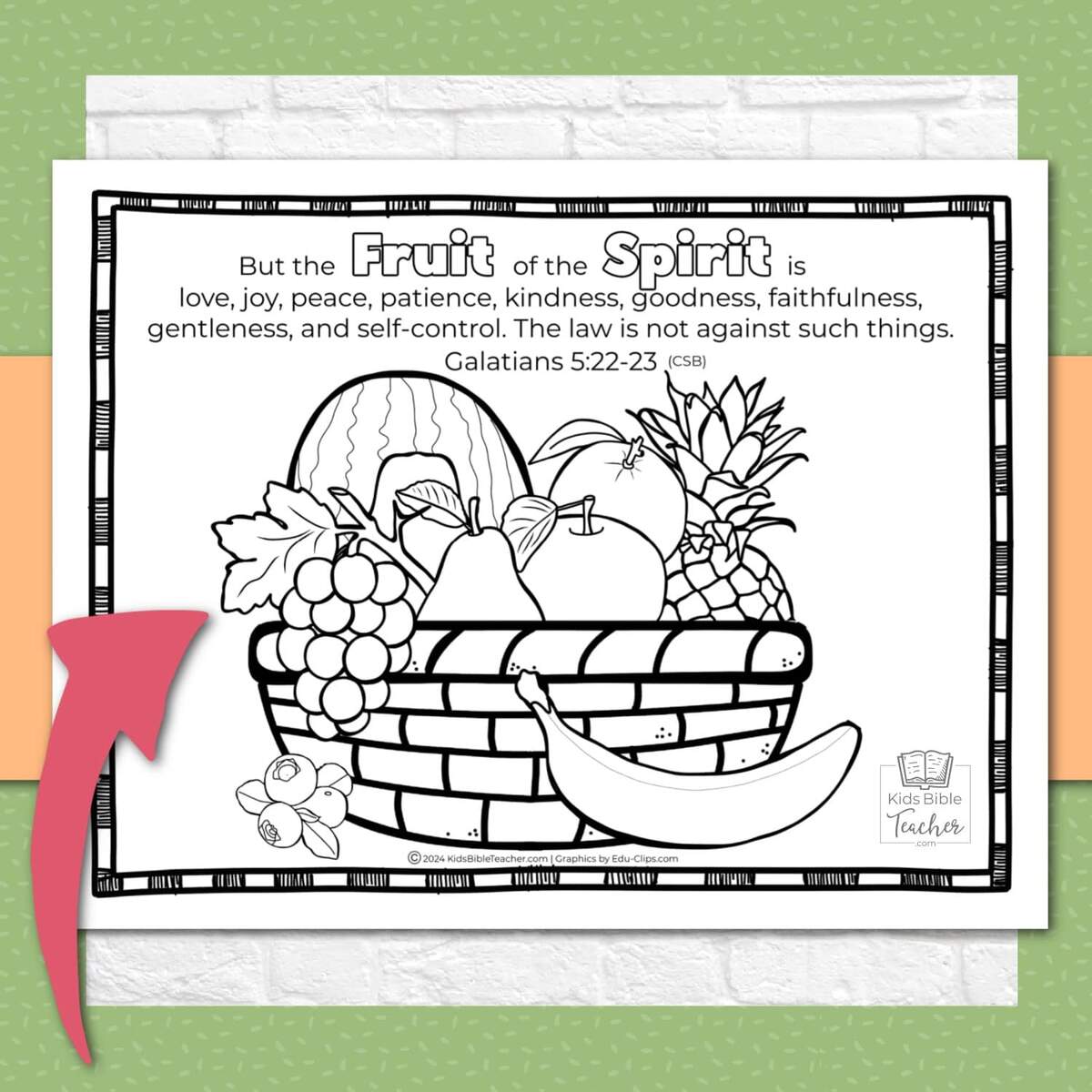 Fruit Of The Spirit Activity Page Kids Bible Teacher