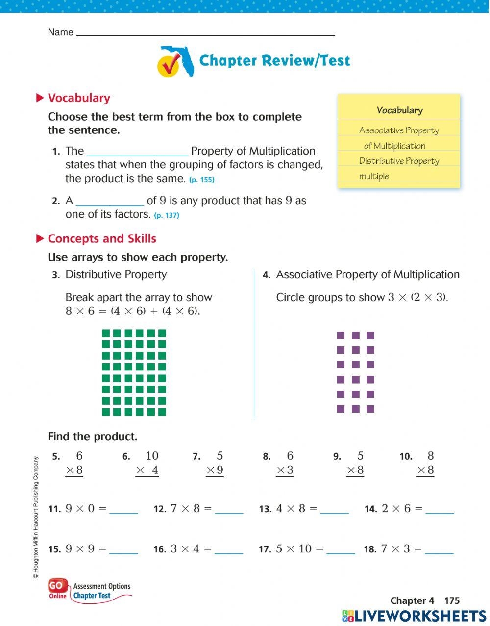 Free Printable 4th Grade Math Review Worksheet