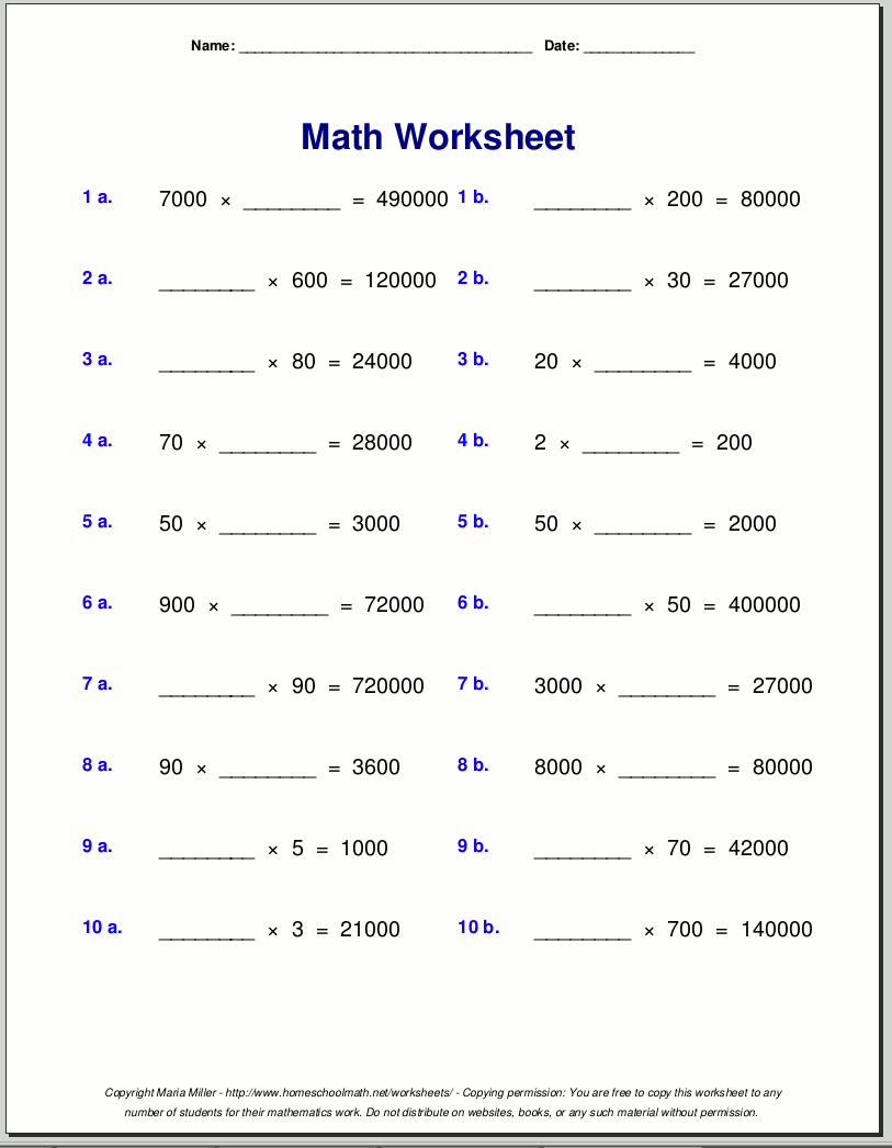 Grade 4 Multiplication Worksheets Grade 4 Multiplication Worksheets