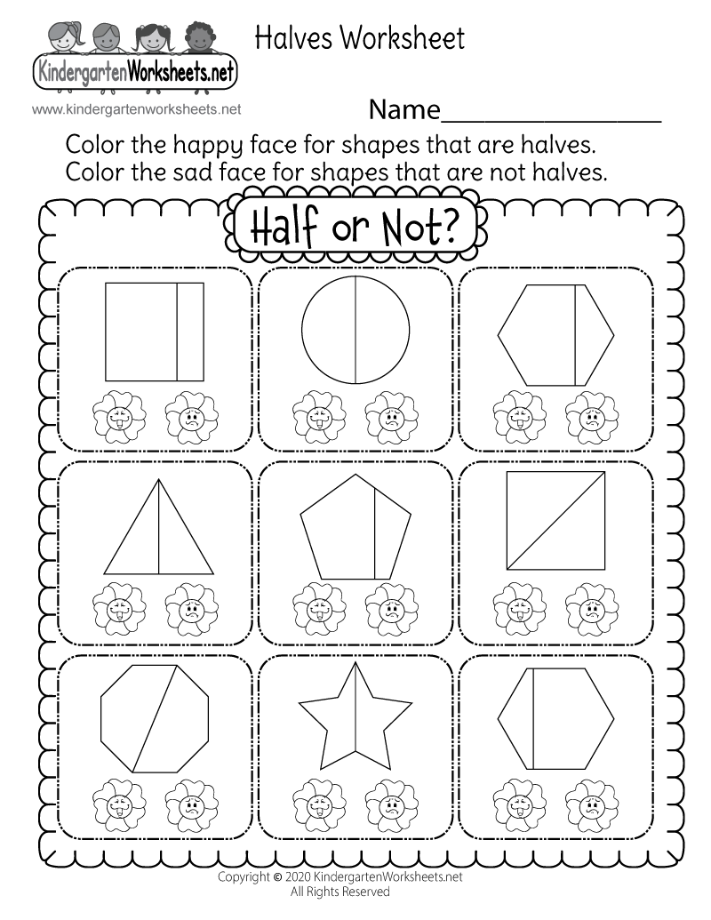 Halves Worksheet Free Printable Digital PDF