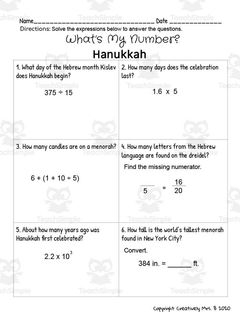 Hanukkah Math Trivia Worksheet Worksheets Library Hanukkah Math Trivia Worksheet Worksheets Library