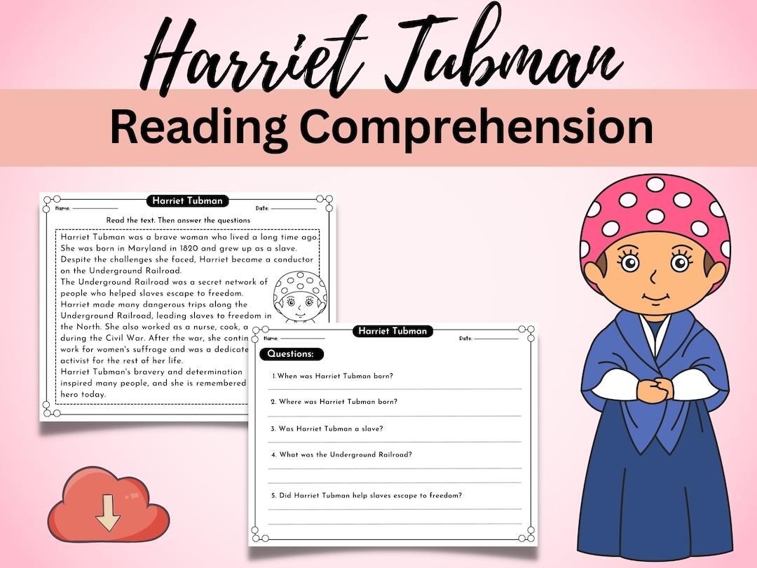 Harriet Tubman Reading Comprehension K 2 Printable Worksheets PDF Etsy Harriet Tubman Reading Comprehension K 2 Printable Worksheets PDF Etsy