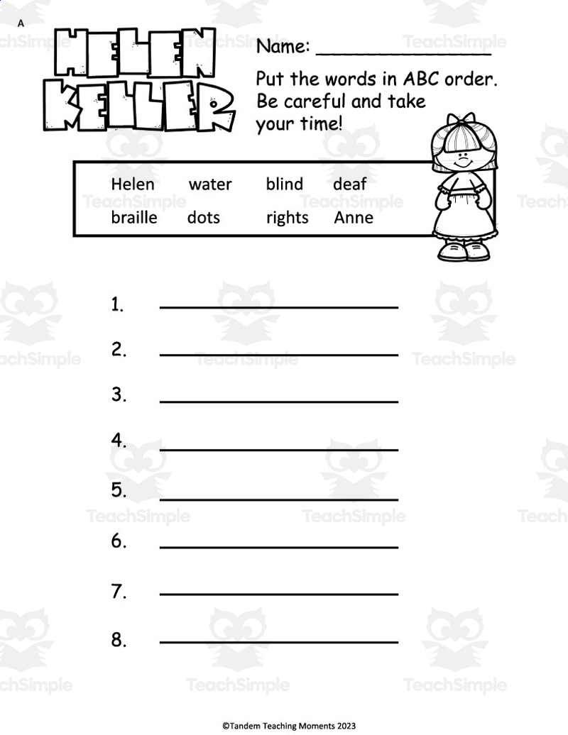 Helen Keller 4th 6th Teaching Video Worksheets Made By Teachers
