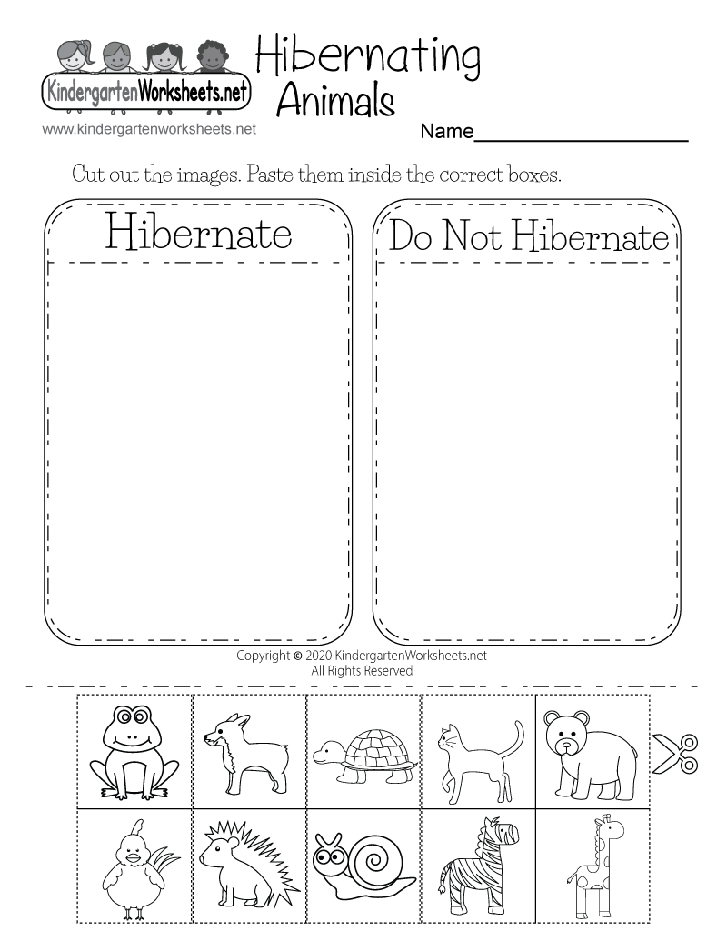 Hibernating Animals Worksheet Free Printable Digital PDF