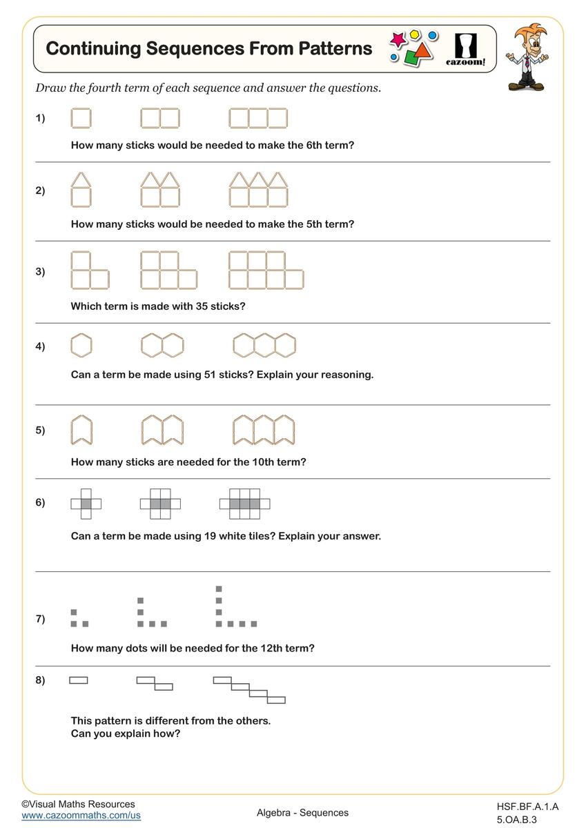 High School Sequences Worksheets PDF Printable Worksheets Cazoom Math High School Sequences Worksheets PDF Printable Worksheets Cazoom Math
