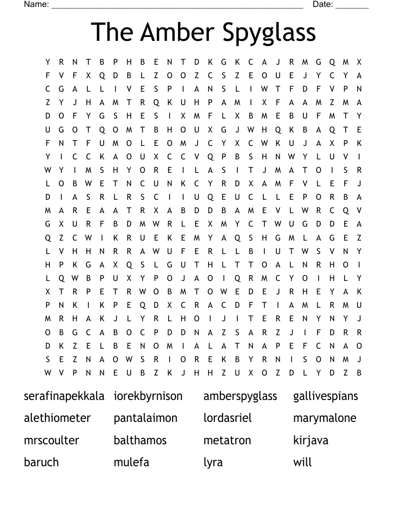 His Dark Materials Word Search WordMint His Dark Materials Word Search WordMint