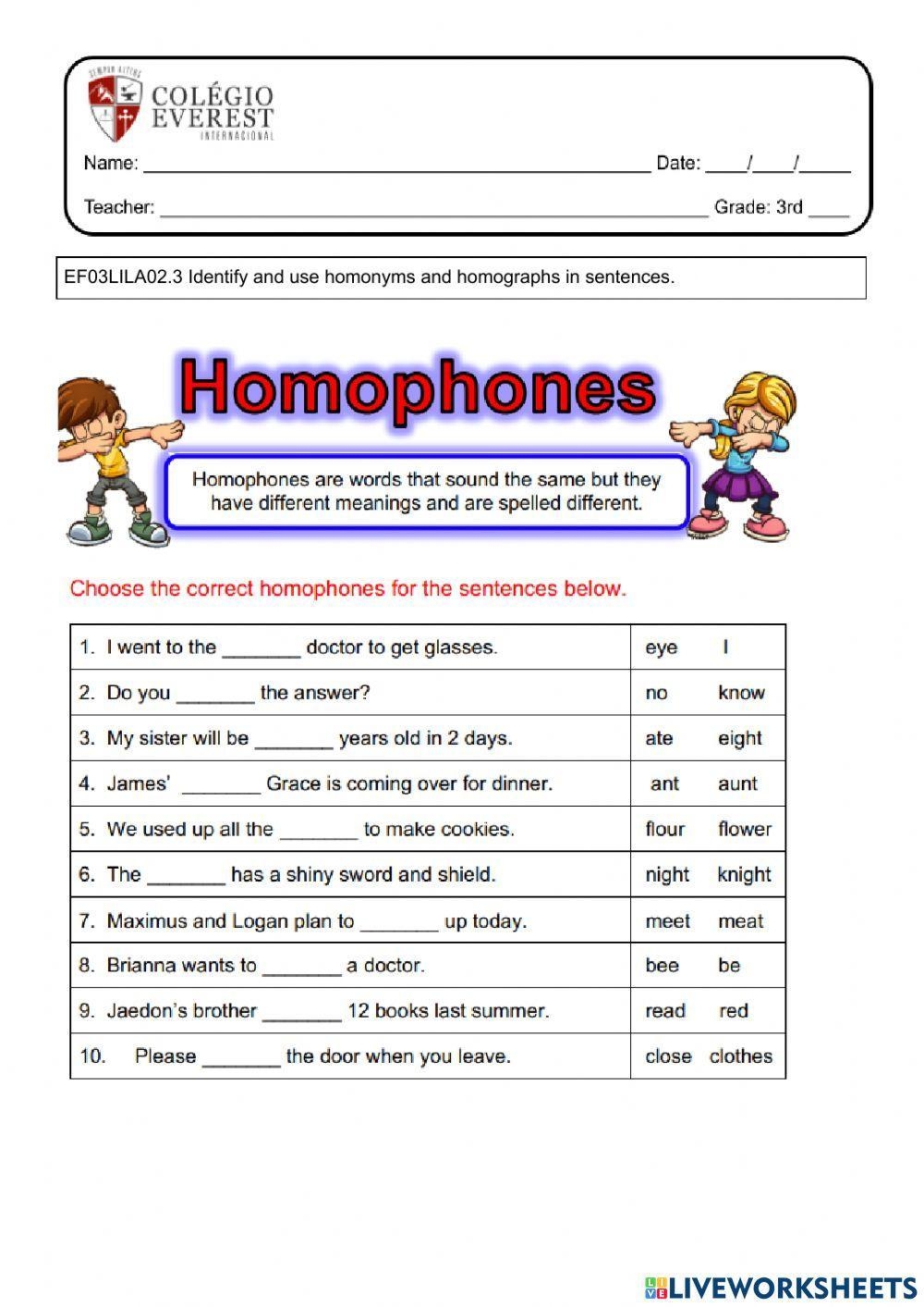 Homophones Online Exercise For Grade 2 Worksheets Library Homophones Online Exercise For Grade 2 Worksheets Library