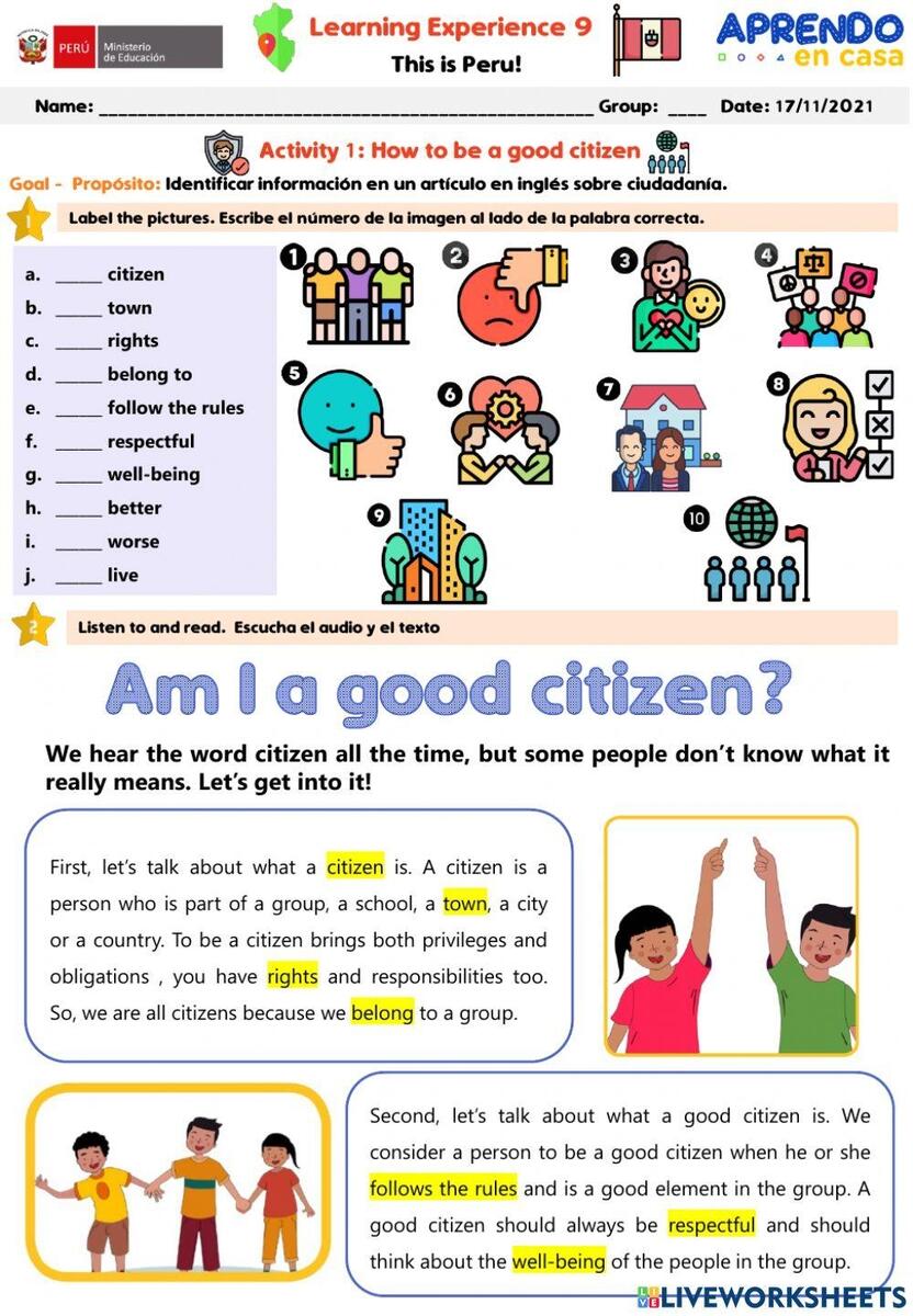 Printable Citizen In The Community Worksheets Download