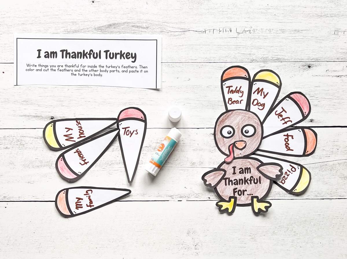 I Am Thankful Turkey Printable Craft Activity I Am Thankful Turkey Printable Craft Activity