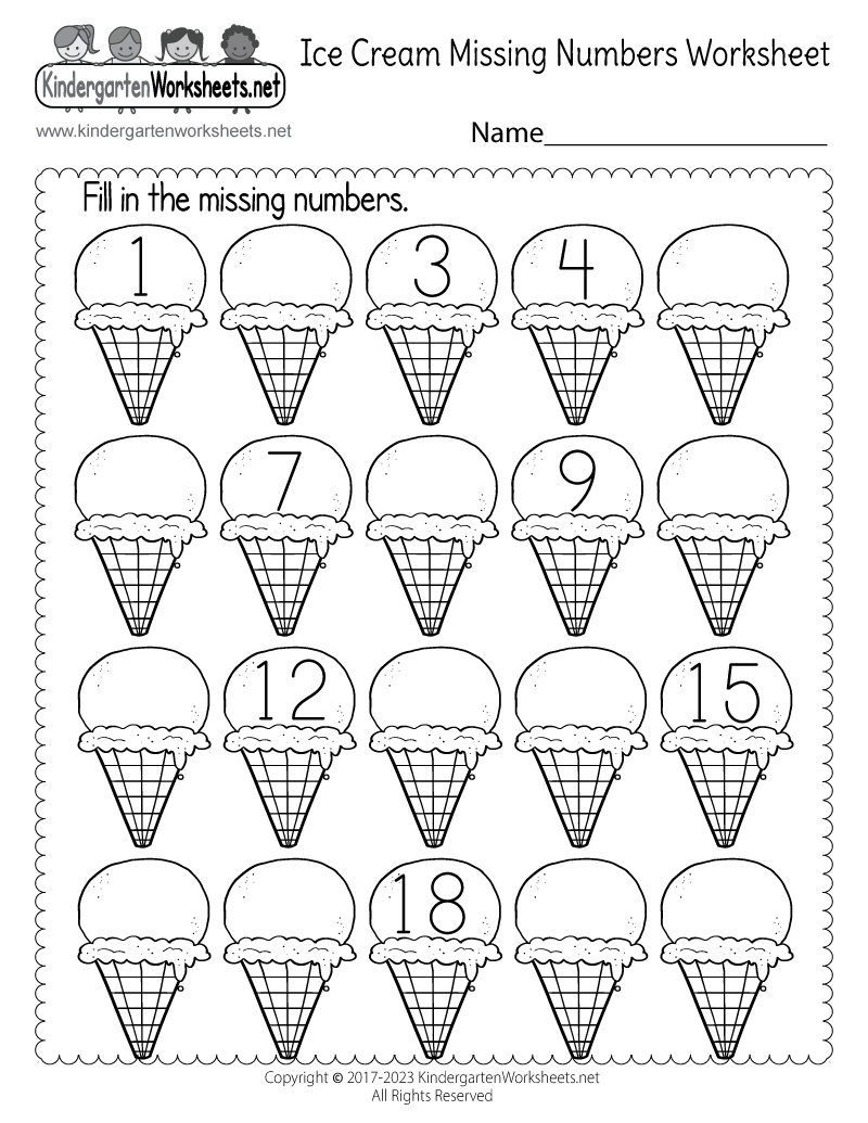 Ice Cream Missing Numbers 1 20 Worksheet Free Printable Digital PDF Counting Objects 1 20 Worksheet Homeschool Kindergarten PDF Pattern Etsy