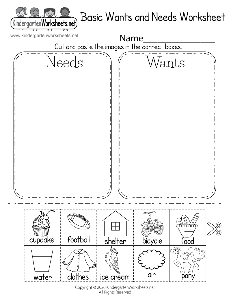 Needs Vs Wants Sort Worksheets Cut And Paste Activity Needs And Wants Sorting Activity Digital Download Printable PDF Etsy