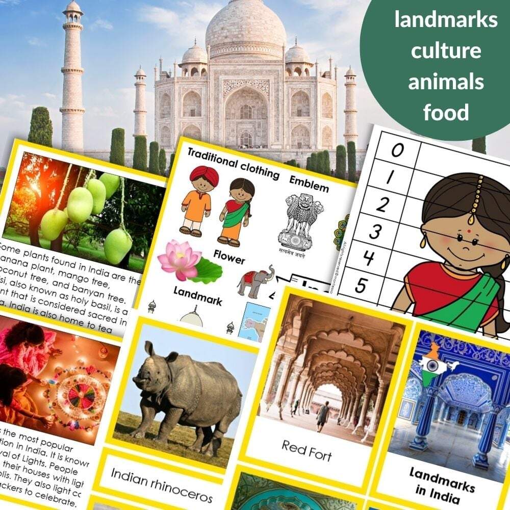 India Map Flag Animals Food Landmarks Montessori Nature India Map Flag Animals Food Landmarks Montessori Nature