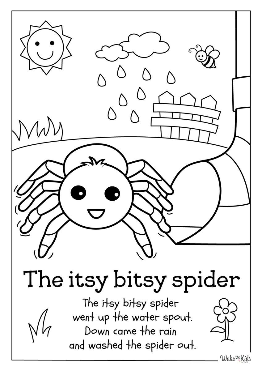 Itsy Bitsy Spider Coloring Pages Free Printable PDFs WakeTheKids Itsy Bitsy Spider Coloring Pages Free Printable PDFs WakeTheKids