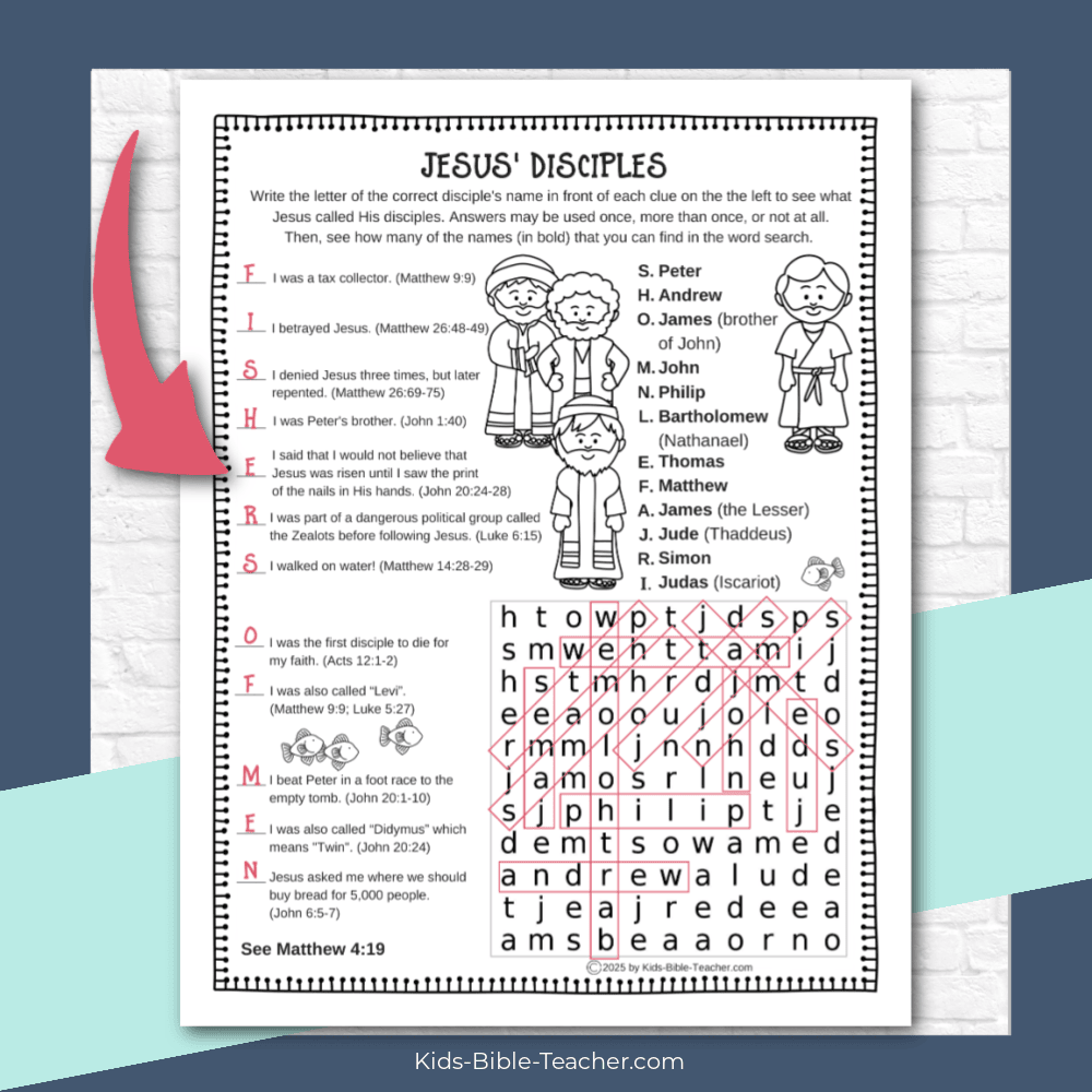 Jesus Disciples Activity Page Fun Bible Worksheet For Kids Kids Bible Teacher