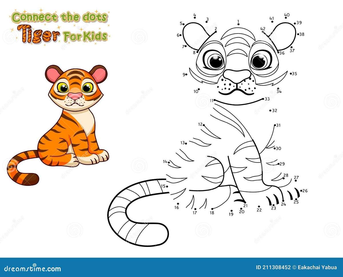 Tiger Dot To Dot Worksheet Activities Zoo Animals Dot To Dot By Teach Simple