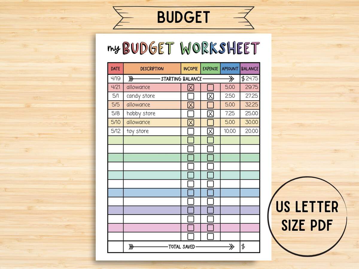 Free Monthly Budget Printable For Kids Carrie Elle