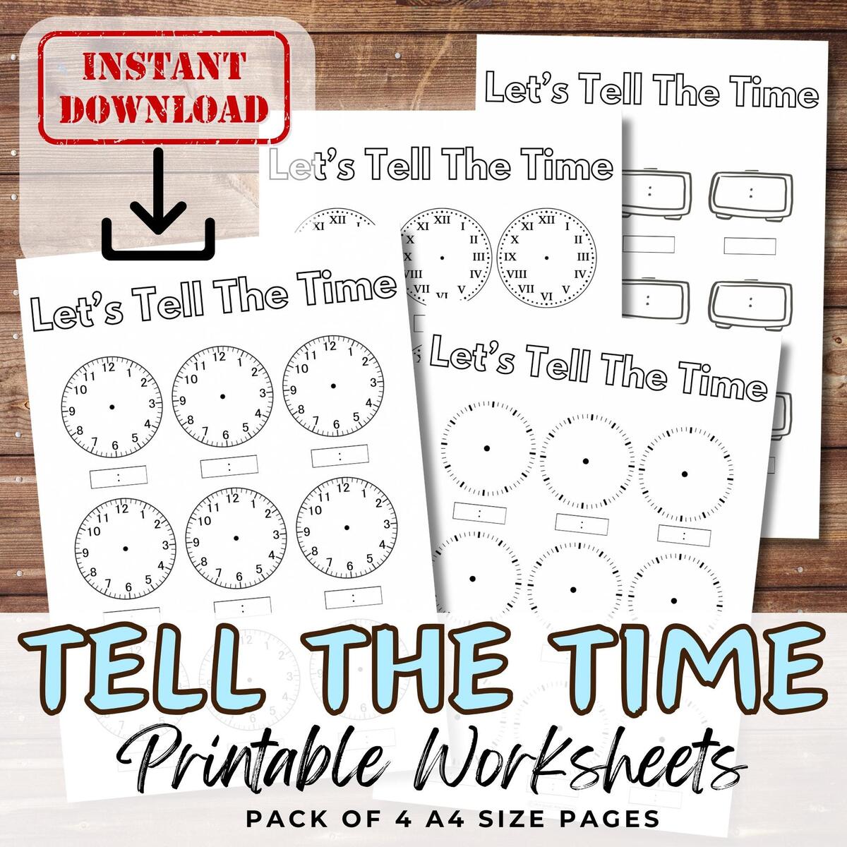 Learn To TELL THE TIME Educational Activity For Kids Digital Analogue Printable Fun Worksheets School Kids Club Youth Group Homeschool Etsy Israel