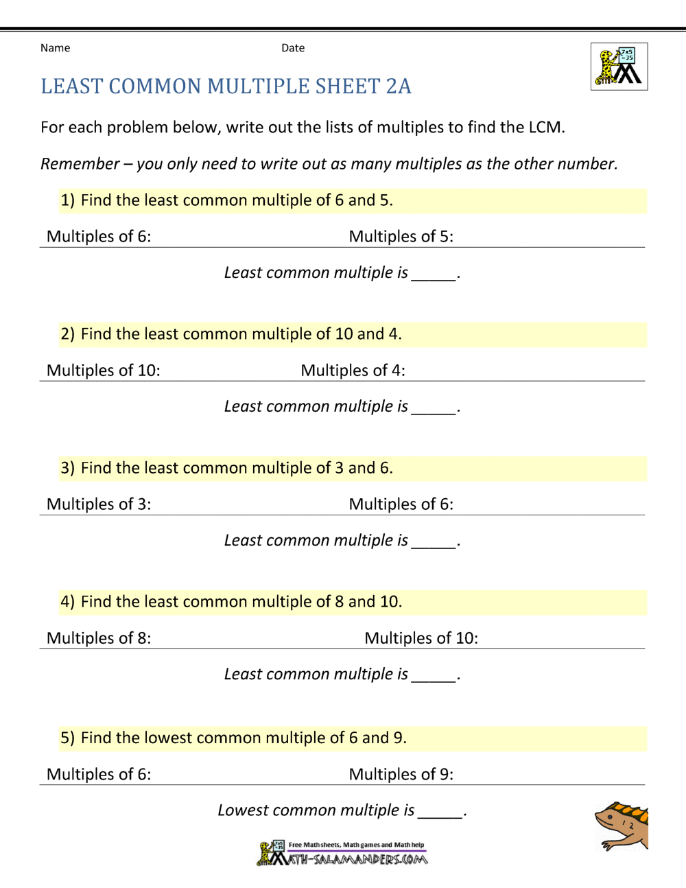 Prime Factorization For GCF And LCM A Worksheet PDF Printable Operations Algebraic Thinking Worksheet Cazoom Math