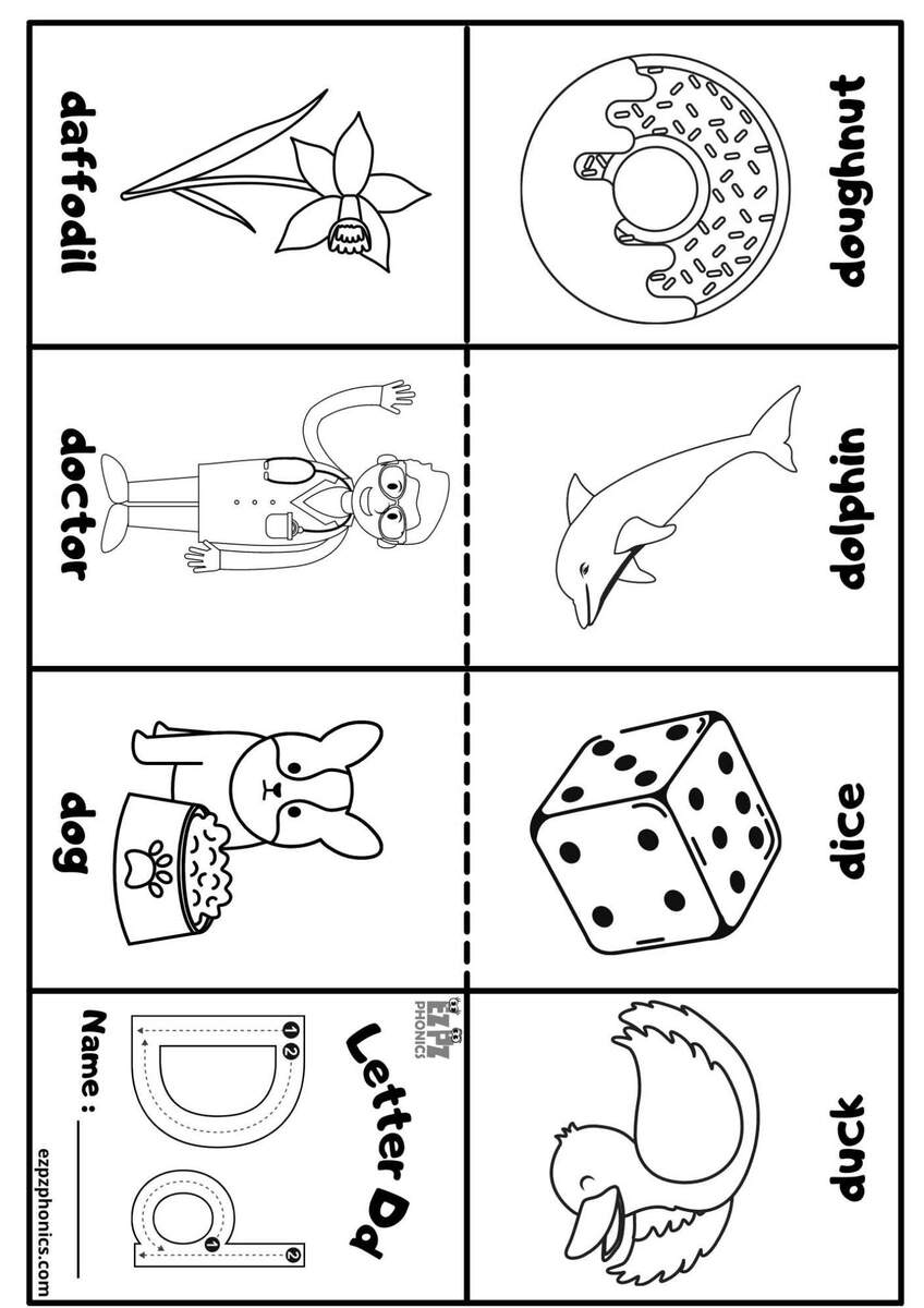 Letter D Coloring Worksheet Free Printable Digital PDF