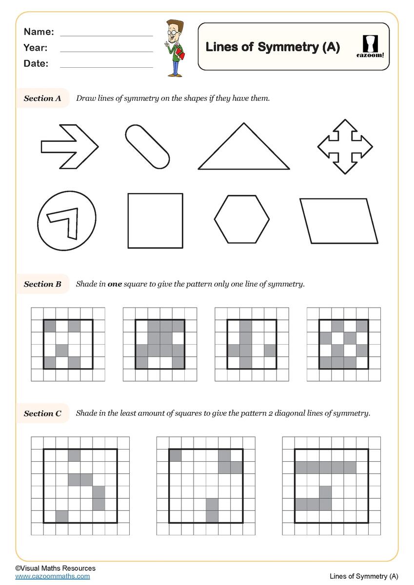 Lines Of Symmetry A Worksheet Printable Year 4 Geometry Worksheet