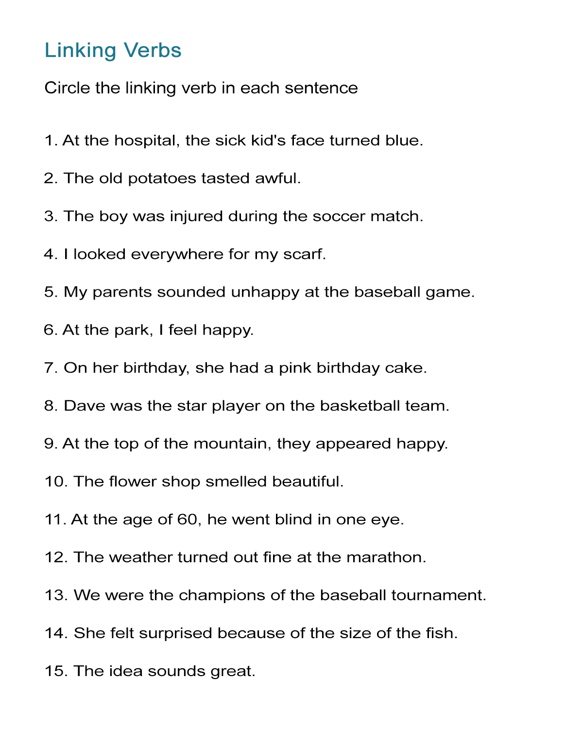 Linking Verbs Worksheet Find The Linking Verbs ALL ESL Action Linking And Helping Verbs Online Exercise For Live Worksheets Library