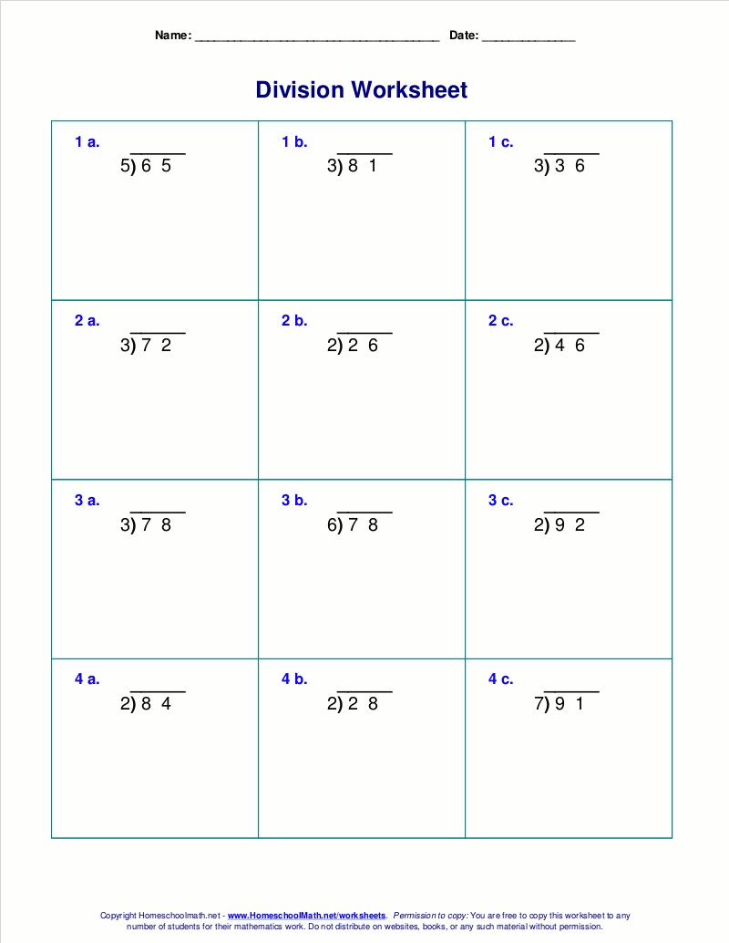 Long Division Worksheets Problems Printable Math Drills Free Printables Lettering SVG Files Tools Apps