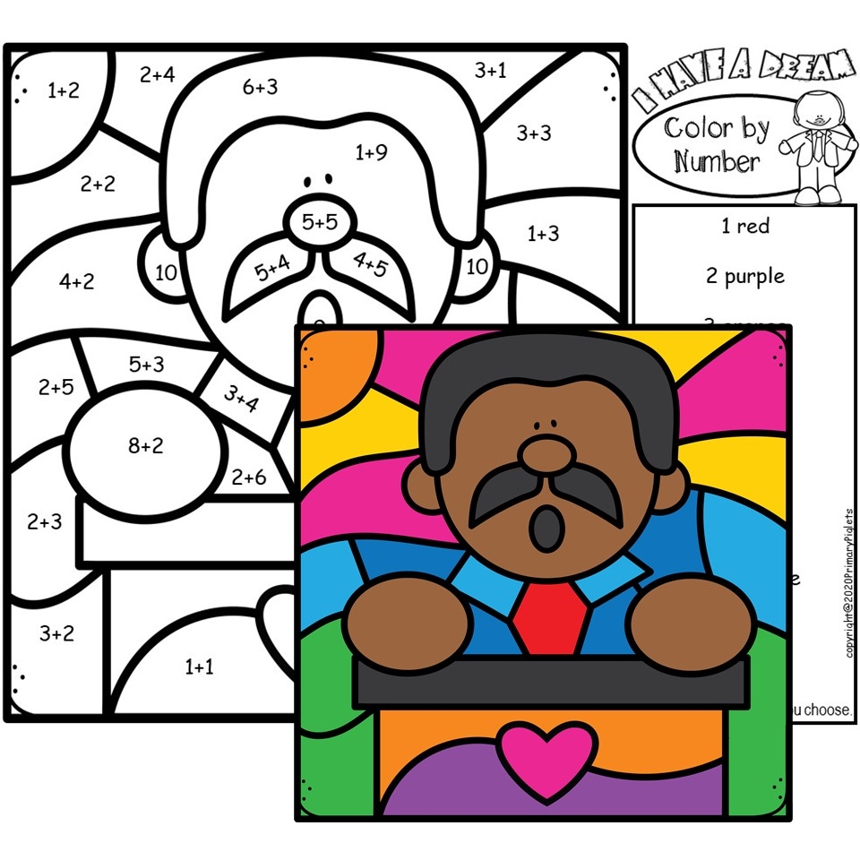 Martin Luther King Jr Color By Number Addition Sums To 10 Made By Teachers Martin Luther King Jr Color By Number Addition Sums To 10 Made By Teachers