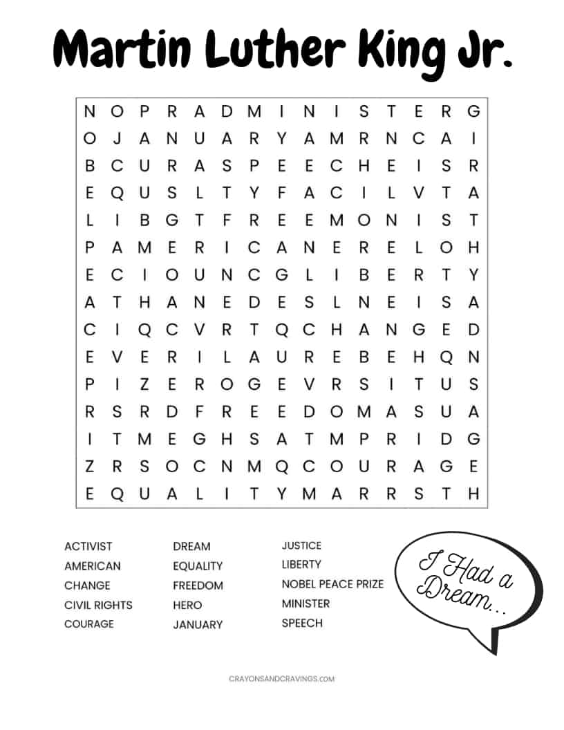Martin Luther King Jr Worksheets Free Printables Frugal Mom Eh