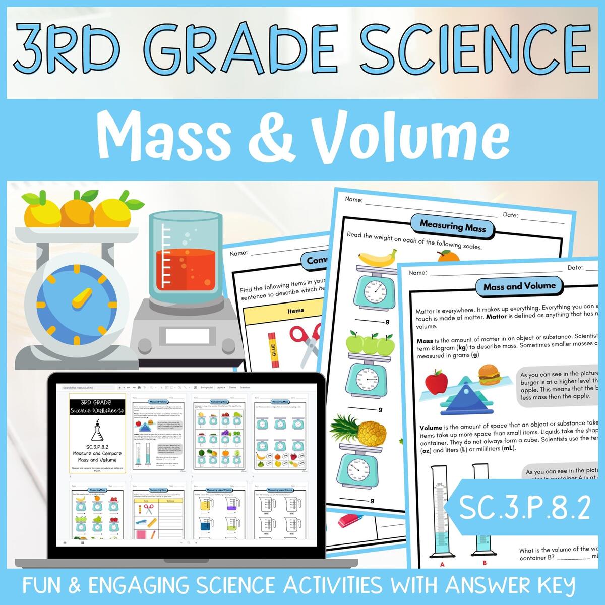 Mass And Volume Activity Answer Key 3rd Grade Physical Science Classful