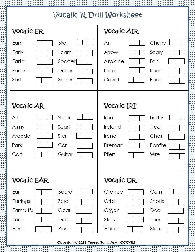 Mastering Vocalic R Engaging Worksheets For Speech Therapy Success