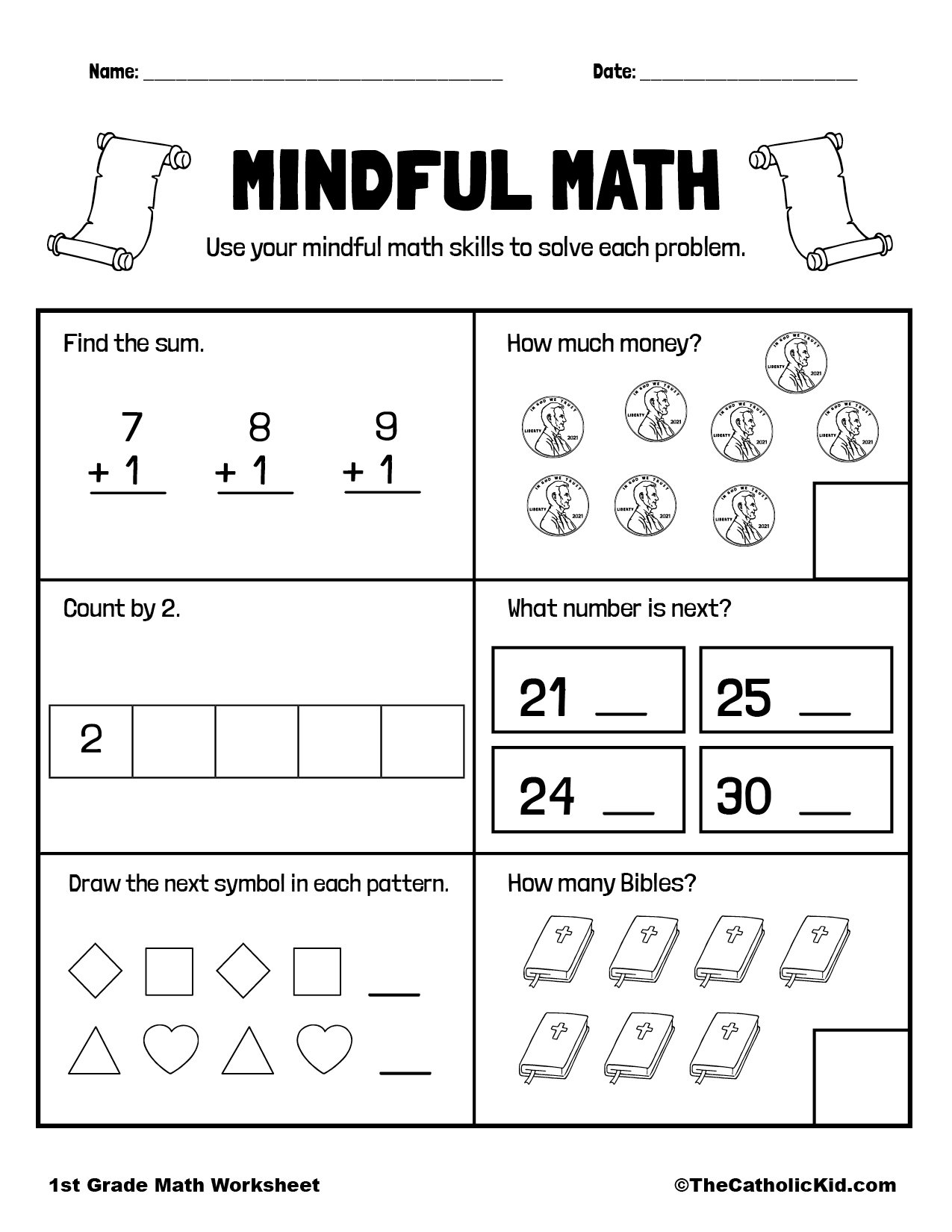 Math Review Printable 1st Grade Math Worksheet Catholic First Grade Summer Worksheets Planning Playtime